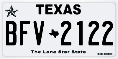 TX license plate BFV2122