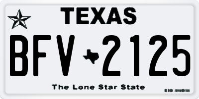 TX license plate BFV2125