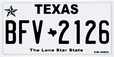 TX license plate BFV2126
