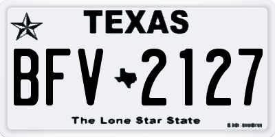 TX license plate BFV2127
