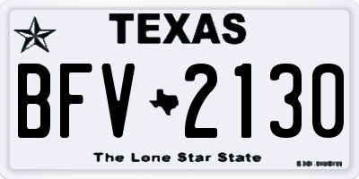 TX license plate BFV2130
