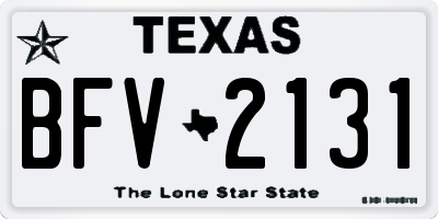 TX license plate BFV2131