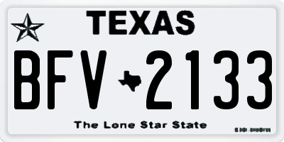 TX license plate BFV2133