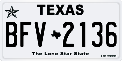 TX license plate BFV2136