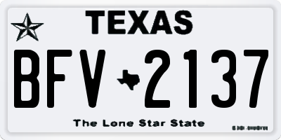 TX license plate BFV2137