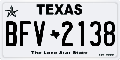 TX license plate BFV2138