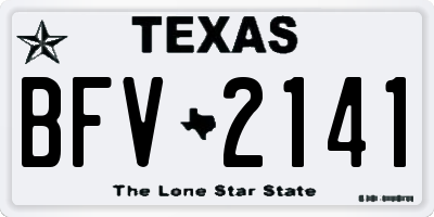 TX license plate BFV2141