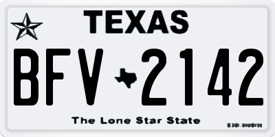 TX license plate BFV2142