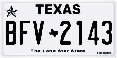 TX license plate BFV2143