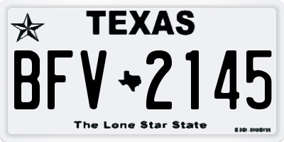TX license plate BFV2145