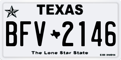 TX license plate BFV2146