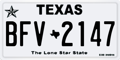 TX license plate BFV2147