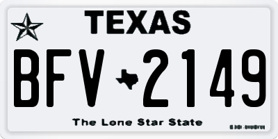 TX license plate BFV2149