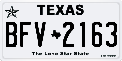 TX license plate BFV2163