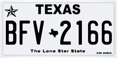 TX license plate BFV2166