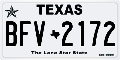TX license plate BFV2172