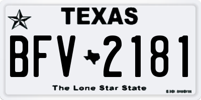 TX license plate BFV2181