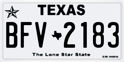 TX license plate BFV2183
