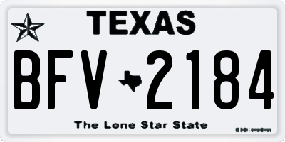 TX license plate BFV2184