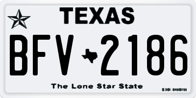 TX license plate BFV2186