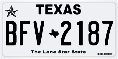 TX license plate BFV2187