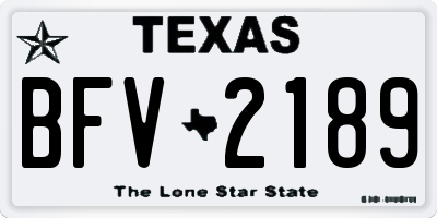 TX license plate BFV2189