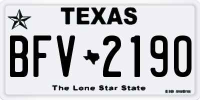 TX license plate BFV2190