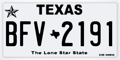 TX license plate BFV2191