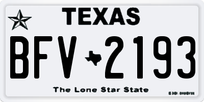TX license plate BFV2193