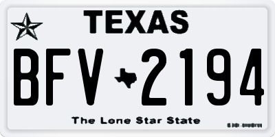 TX license plate BFV2194