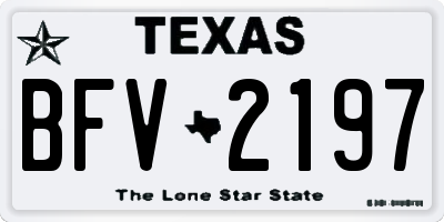 TX license plate BFV2197