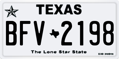 TX license plate BFV2198
