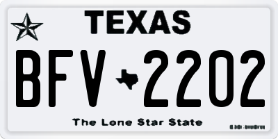 TX license plate BFV2202