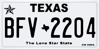 TX license plate BFV2204