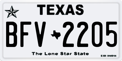 TX license plate BFV2205