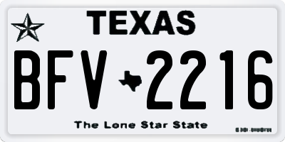TX license plate BFV2216