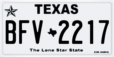 TX license plate BFV2217