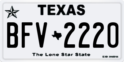 TX license plate BFV2220