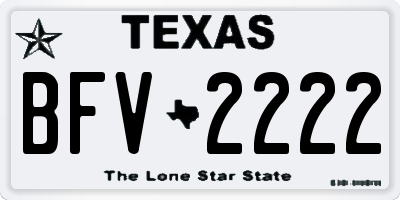 TX license plate BFV2222
