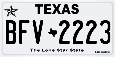 TX license plate BFV2223