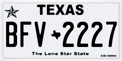 TX license plate BFV2227