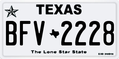 TX license plate BFV2228