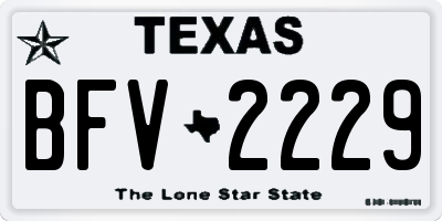 TX license plate BFV2229