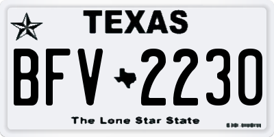 TX license plate BFV2230