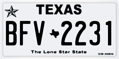 TX license plate BFV2231