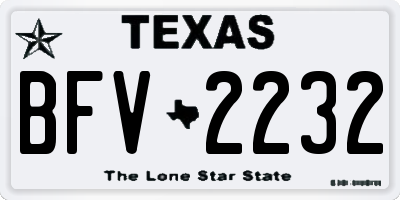TX license plate BFV2232