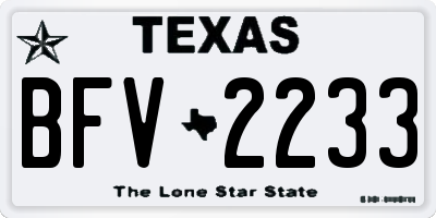 TX license plate BFV2233