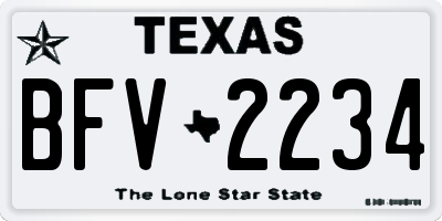 TX license plate BFV2234