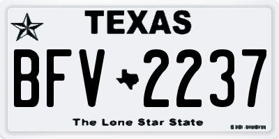 TX license plate BFV2237