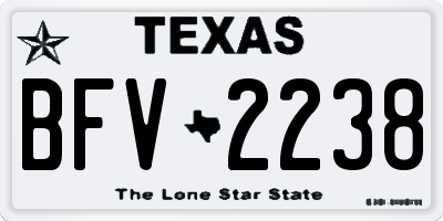 TX license plate BFV2238